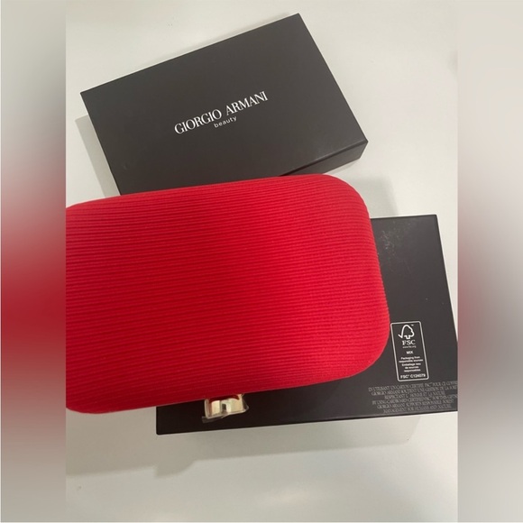 Giorgio Armani Red Clutch with Gold Logo - Picture 5 of 12